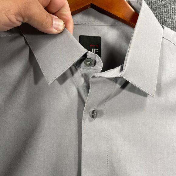 J. Ferrar Slim Fit Dress Shirt Men's XL 17-17.5 34-35 Gray Business Formal READ - Picture 4 of 13